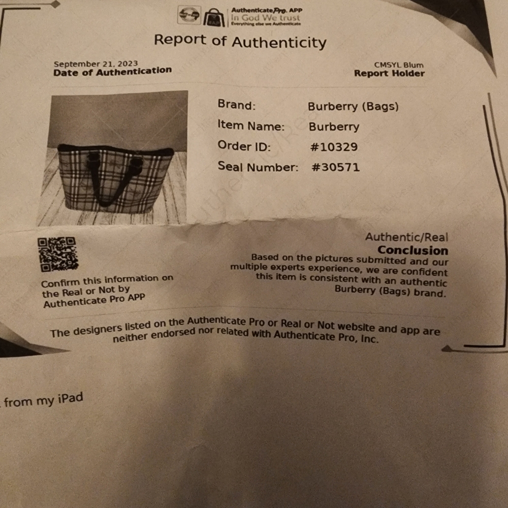 Burberry Plaid Bag